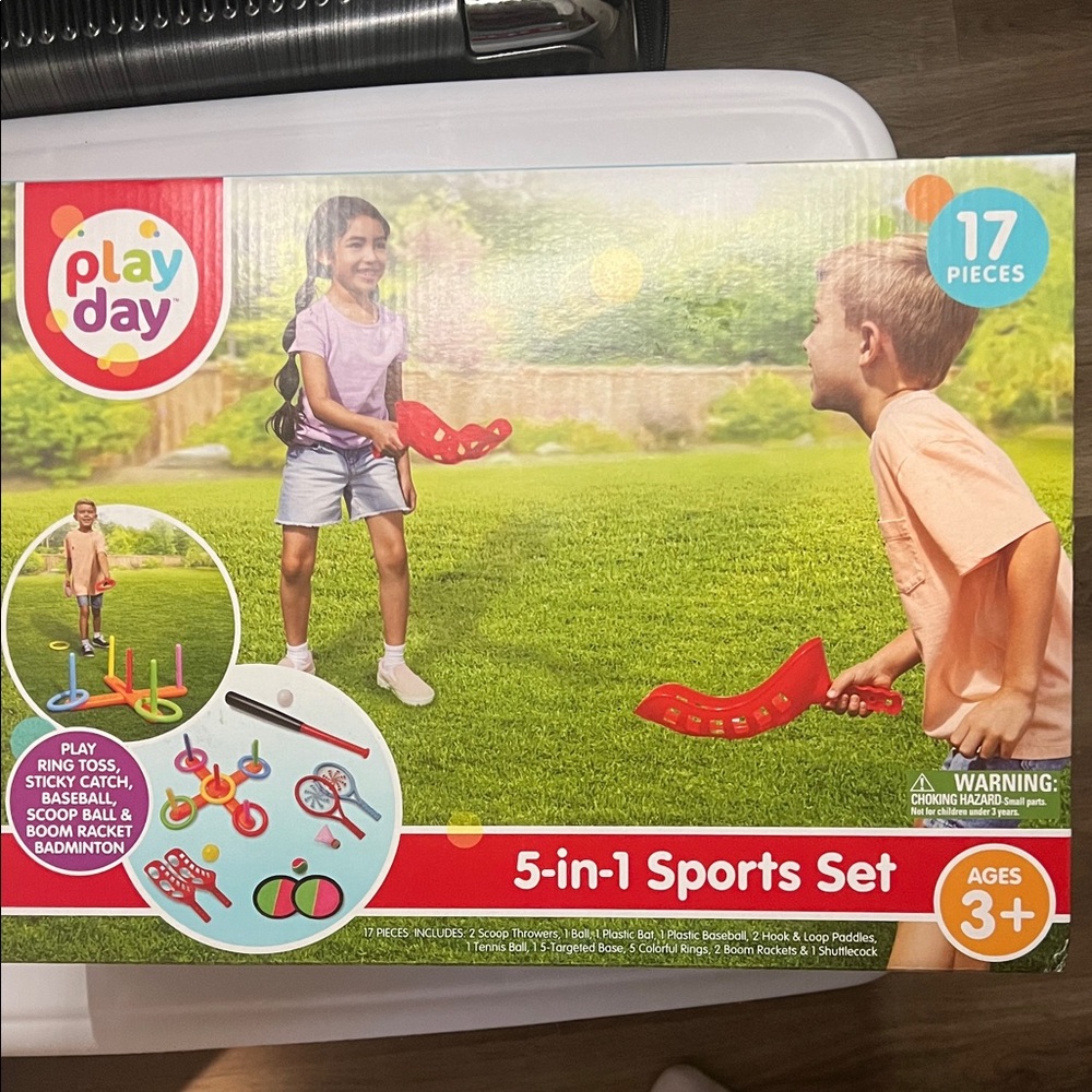 Play Day 5-in-1 Sports Set for Kids - Red and Blue